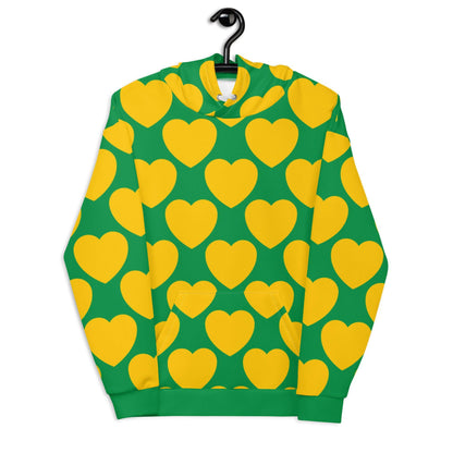 Hoodie - ELLIE LOVE yellow green - Bold heart print 6XL