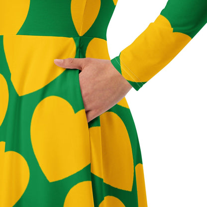 ELLIE LOVE yellow green - Midi Dress With Pockets - SHALMIAK