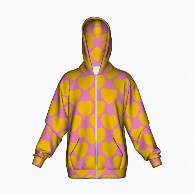 ELLIE LOVE yellow pink - Cotton Zipper Hoodie - SHALMIAK