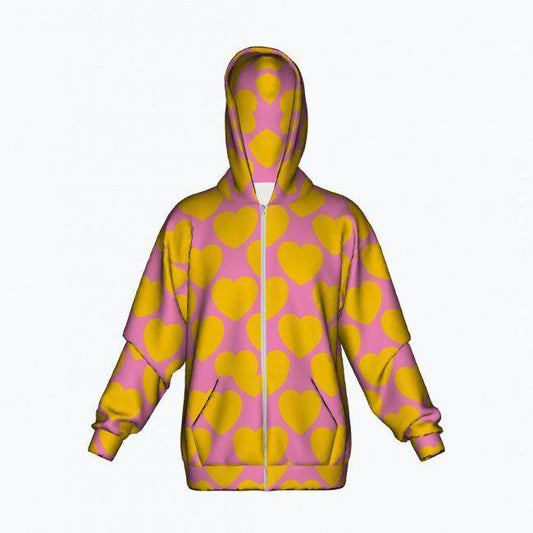 ELLIE LOVE yellow pink - Cotton Zipper Hoodie - SHALMIAK