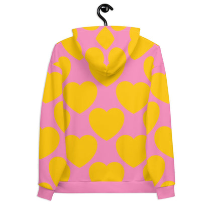 Hoodie - ELLIE LOVE yellow pink - Bold heart print