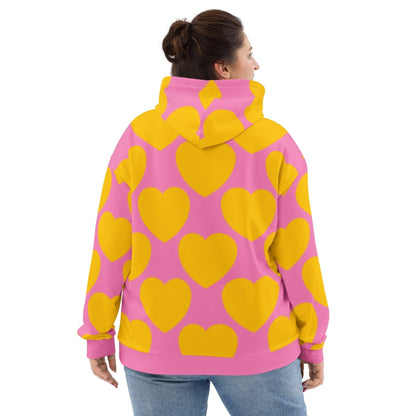 Hoodie - ELLIE LOVE yellow pink - Bold heart print