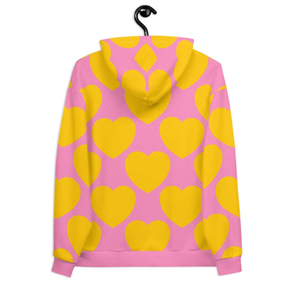 Hoodie - ELLIE LOVE yellow pink - Bold heart print