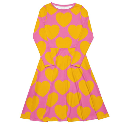 ELLIE LOVE yellow pink - Midi Dress With Pockets - SHALMIAK