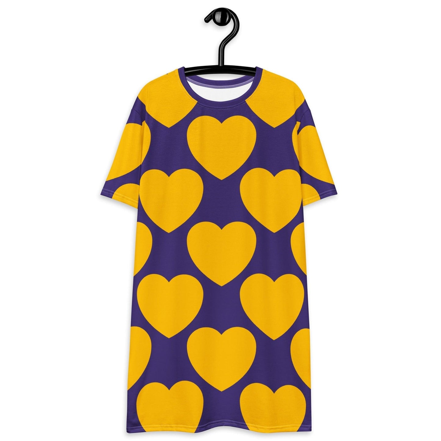 T-Shirt Dress - ELLIE LOVE yellow purple - Bold Heart Print