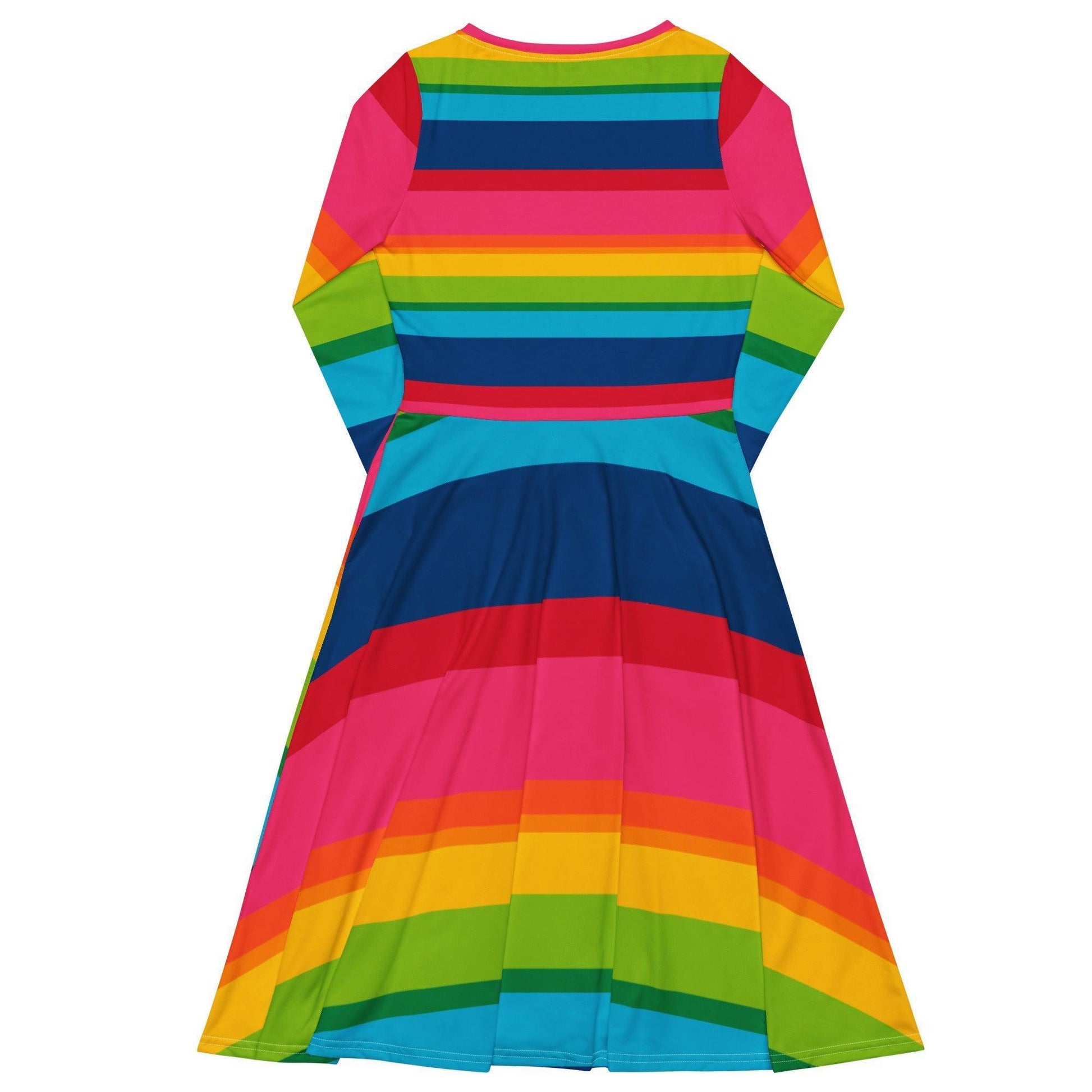 ELLIE rainbow stripe - Midi Dress With Pockets - SHALMIAK