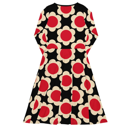 ELLIE red black - Midi Dress With Pockets - SHALMIAK