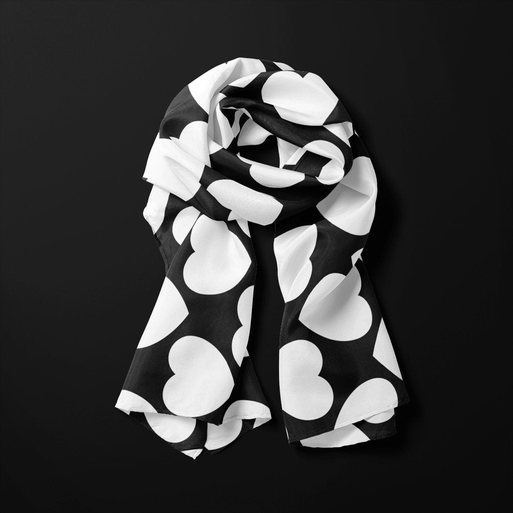 Scarf - ELLIE LOVE black white - Bold heart print