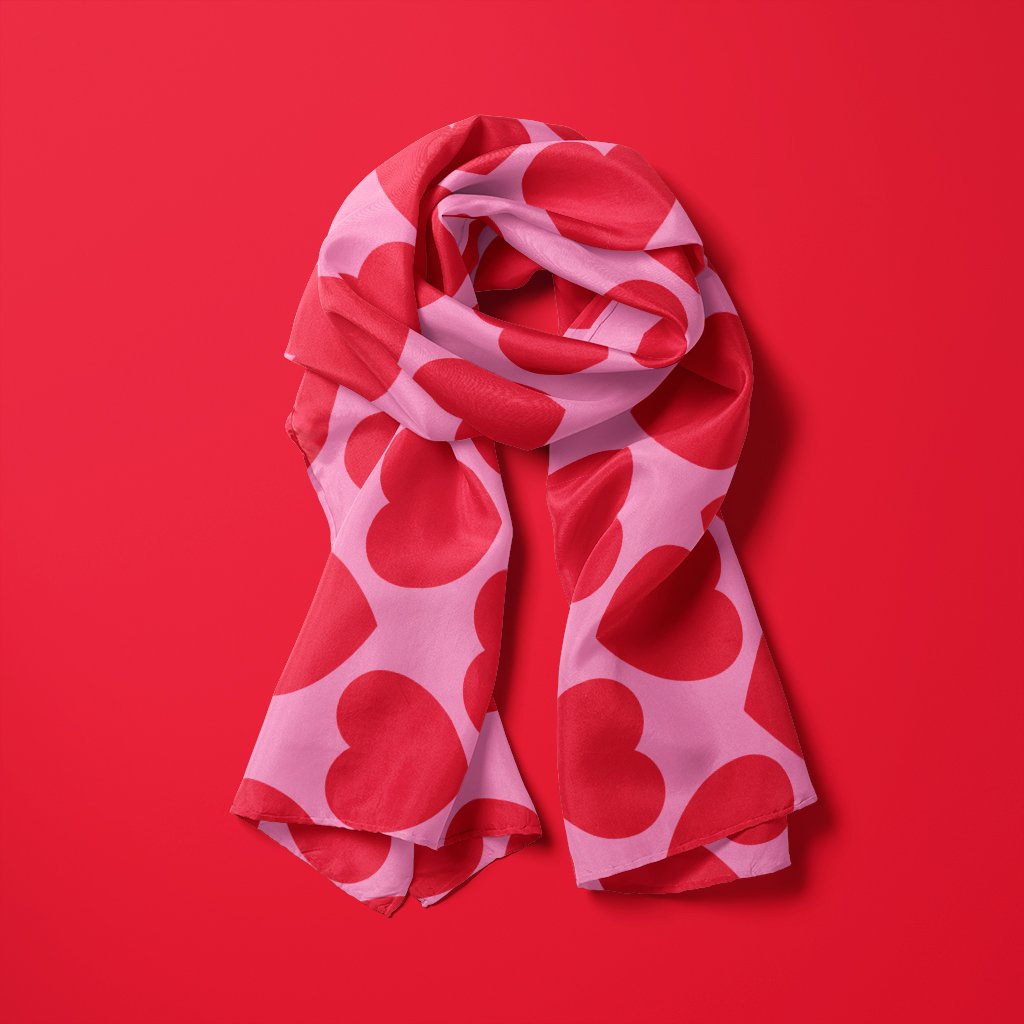 Scarf - ELLIE LOVE red - Bold heart print