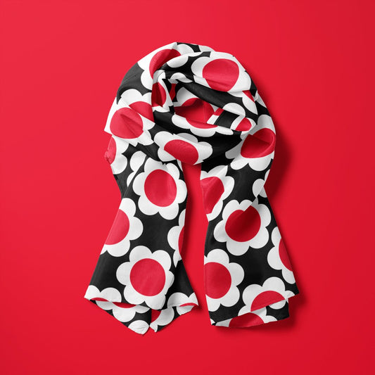 Scarf - ELLIE red white black - Classic floral print