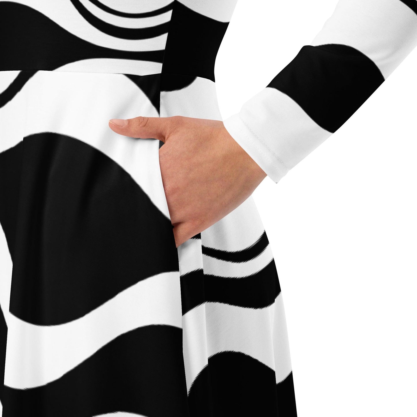 ENERGY WAVES black - Midi Dress With Pockets - SHALMIAK