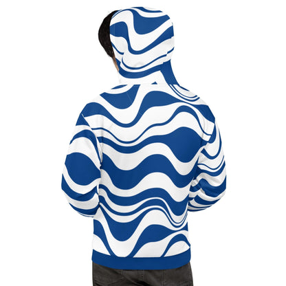 Hoodie - ENERGY WAVES blue - Wavy stripe print