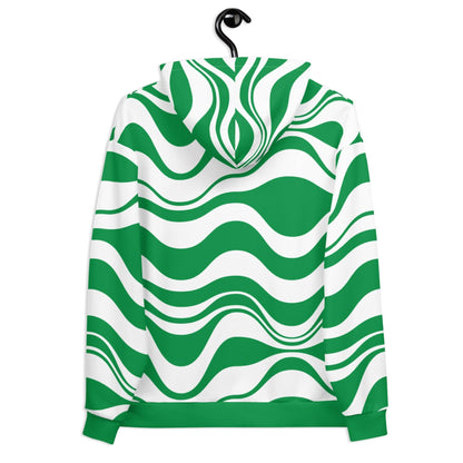 Hoodie - ENERGY WAVES green - Wavy stripe print