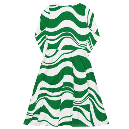 ENERGY WAVES green - Midi Dress With Pockets - SHALMIAK