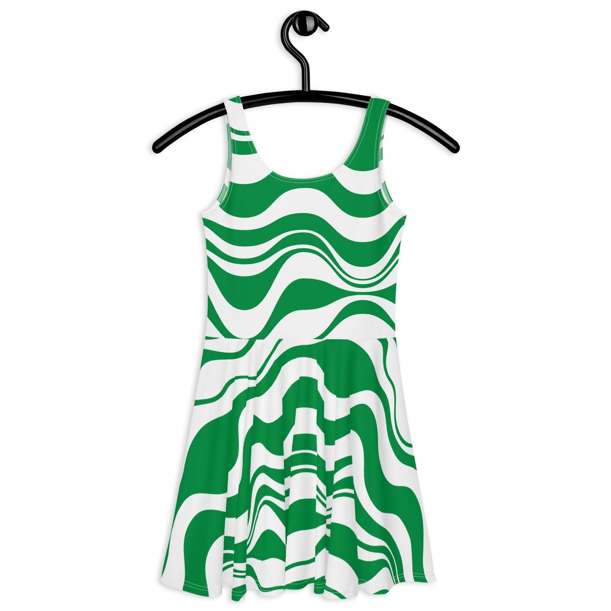 Skater Dress - ENERGY WAVES green - Bold Wavy Stripes SHALMIAK Skater Dress - ENERGY WAVES green - Bold Wavy Stripes SHALMIAK