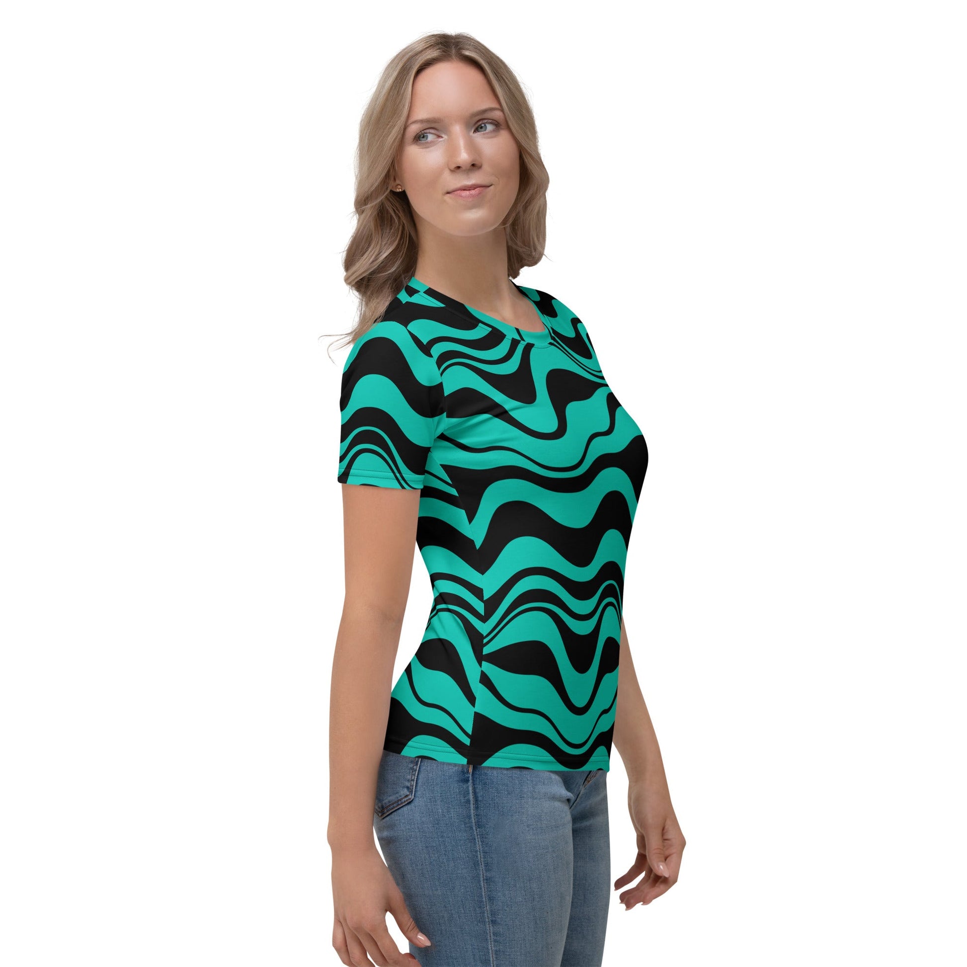 ENERGY WAVES mint black - Woman's T-Shirt - SHALMIAK