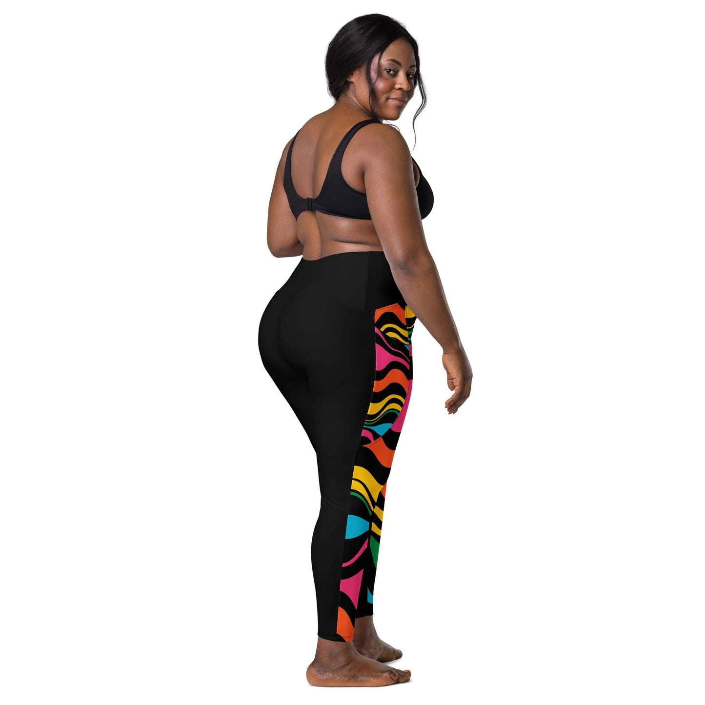 ENERGY WAVES rainbow black - Leggings With Pockets - SHALMIAK