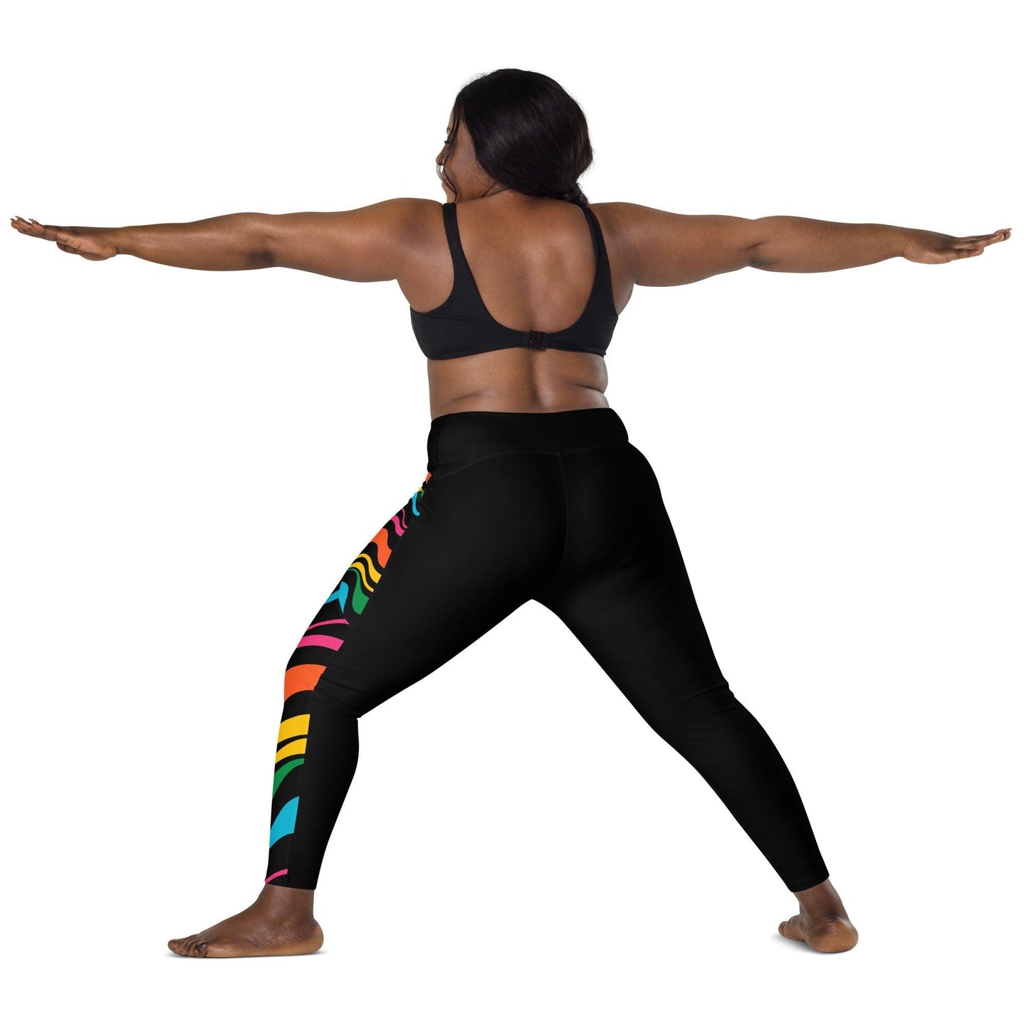 ENERGY WAVES rainbow black - Leggings With Pockets - SHALMIAK
