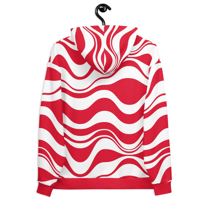Hoodie - ENERGY WAVES red - Wavy stripe print