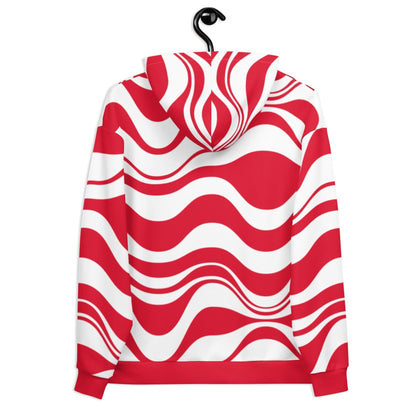 Hoodie - ENERGY WAVES red - Wavy stripe print