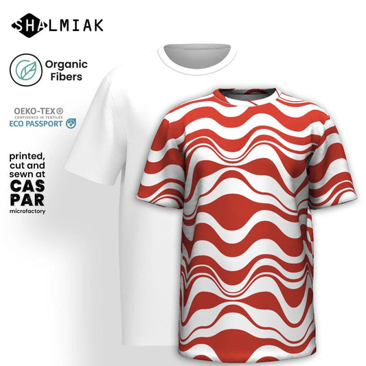 ENERGY WAVES red - Organic Cotton T-Shirt - SHALMIAK