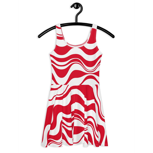 ENERGY WAVES red - Skater Dress - SHALMIAK