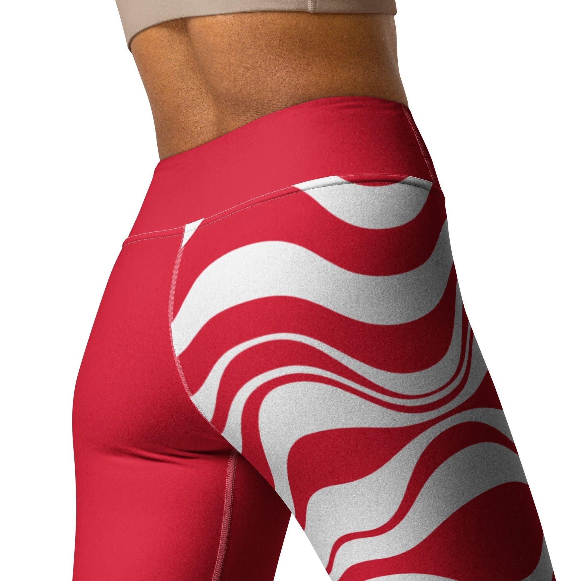 ENERGY WAVES red - Yoga Leggings - SHALMIAK