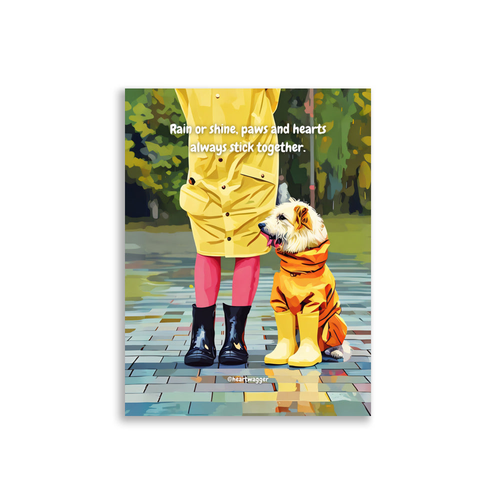 Poster - Rain or shine, paws and hearts always stick together