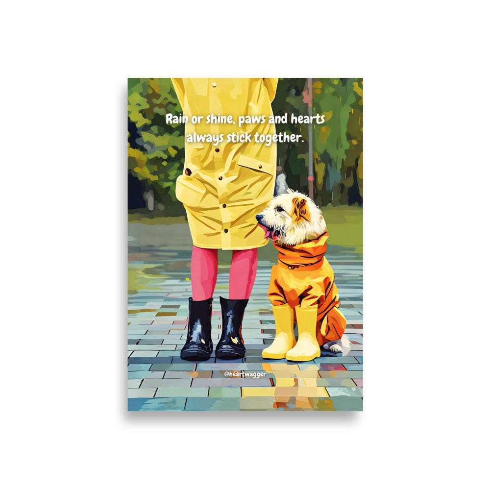Poster - Rain or shine, paws and hearts always stick together