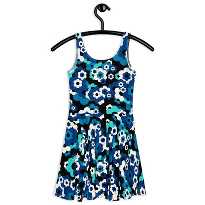 Skater dress - ERICA blue - Retro floral print