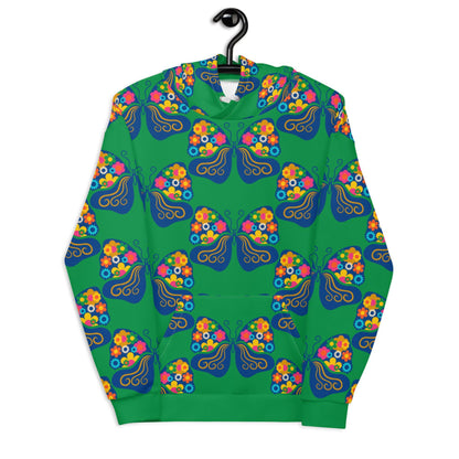 Hoodie - FAB FLOVERYFLY green - Playful butterfly print 6XL