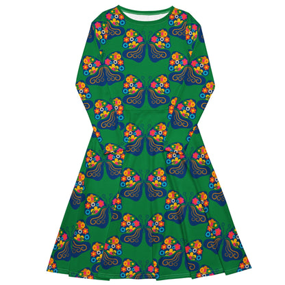 FAB FLOVERYFLY green - Midi Dress With Pockets - SHALMIAK