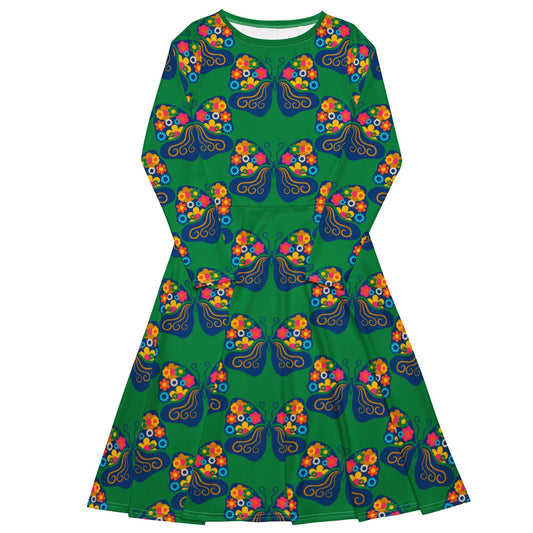 FAB FLOVERYFLY green - Midi Dress With Pockets - SHALMIAK