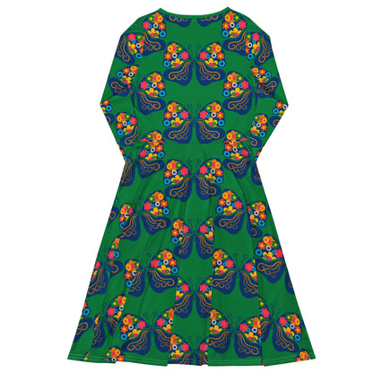 FAB FLOVERYFLY green - Midi Dress With Pockets - SHALMIAK