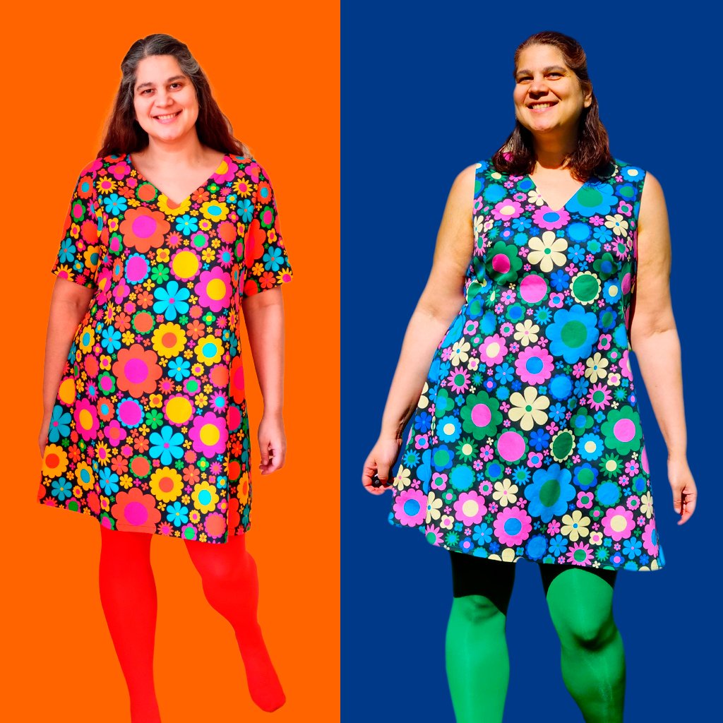 Lady in dresses made of SHALMIAK fabrics.