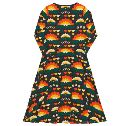 FALL IN LOVE orange brown - Midi Dress With Pockets - SHALMIAK