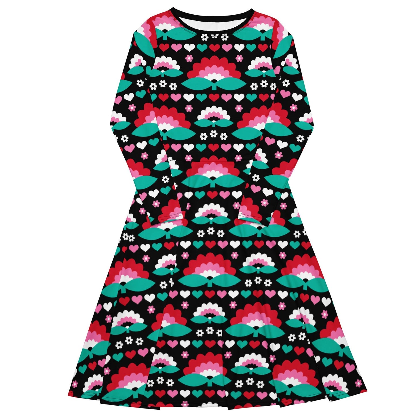 FALL IN LOVE red - Midi Dress With Pockets - SHALMIAK