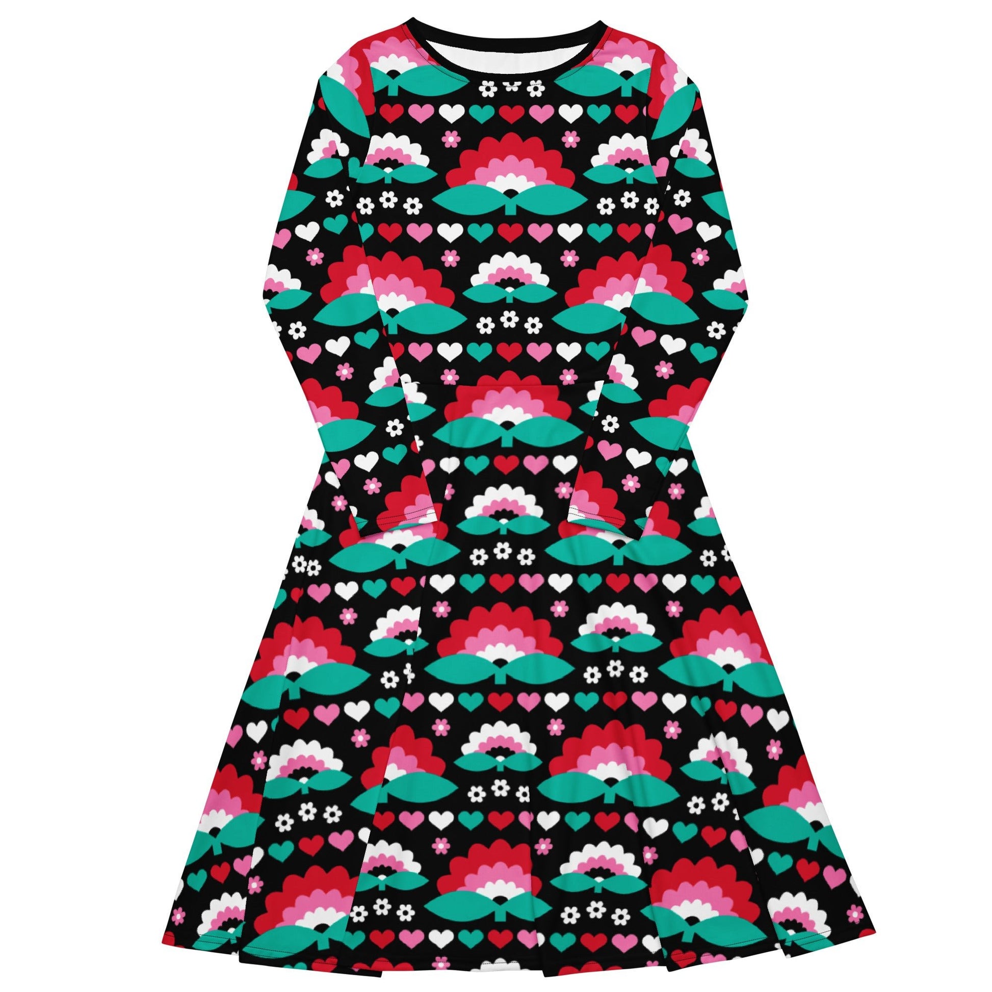 FALL IN LOVE red - Midi Dress With Pockets - SHALMIAK