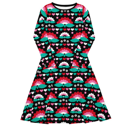 FALL IN LOVE red - Midi Dress With Pockets - SHALMIAK