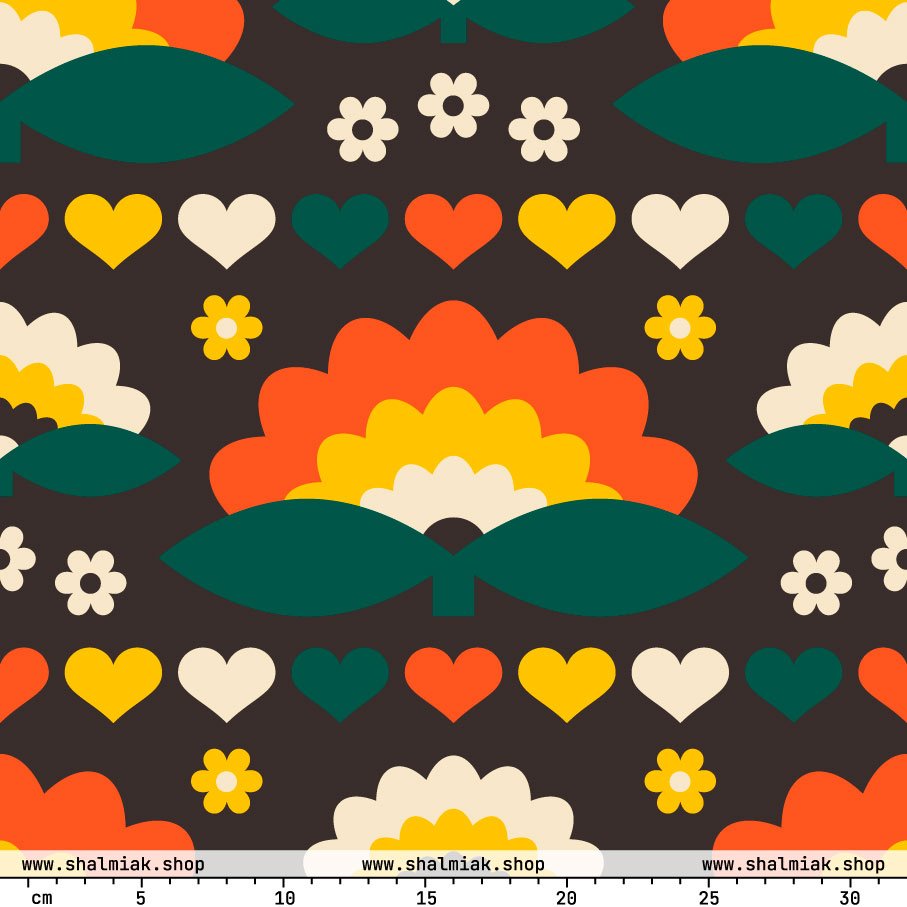 Fabric - FALL IN LOVE orange brown