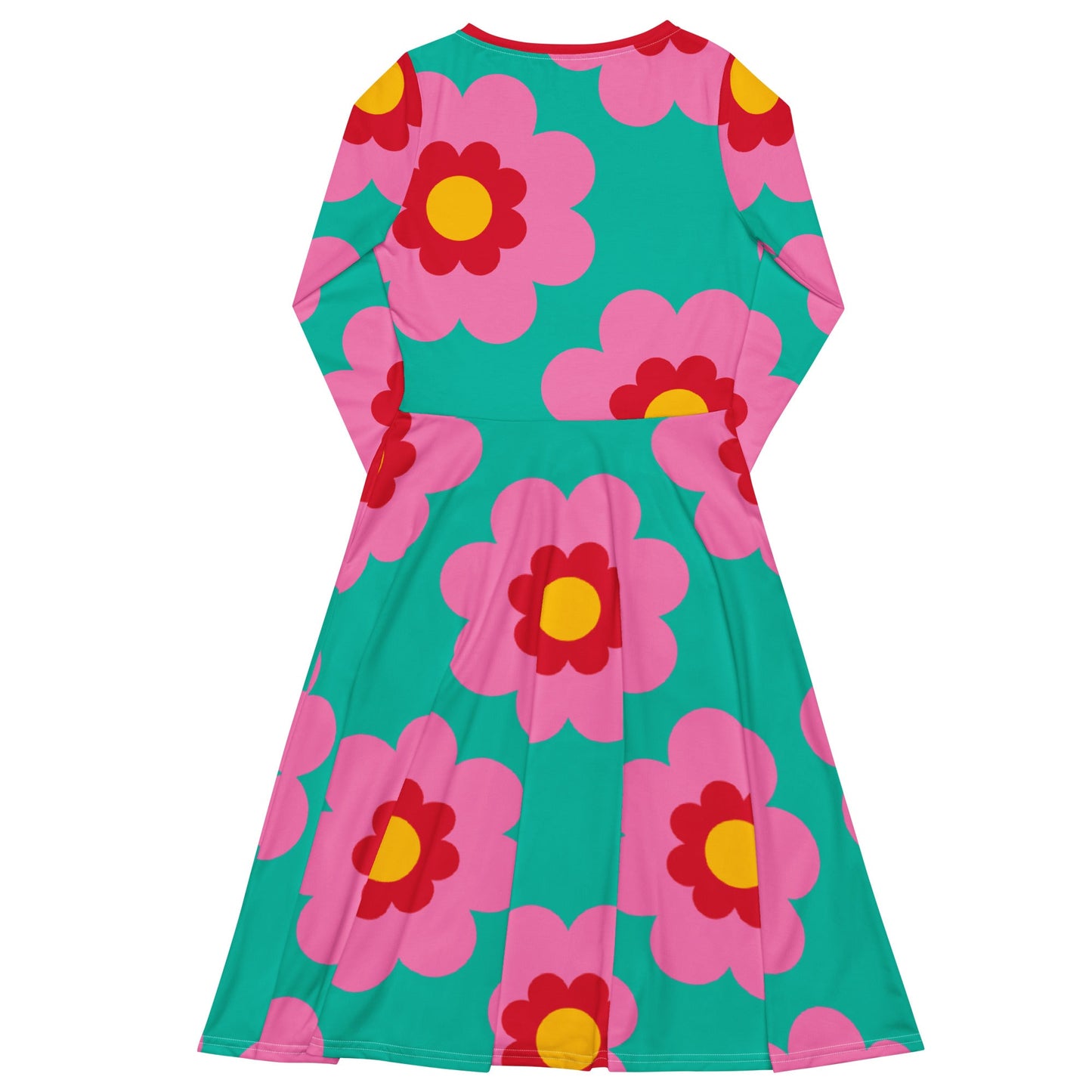 FANCY BLOOM pink mint - Midi Dress With Pockets - SHALMIAK