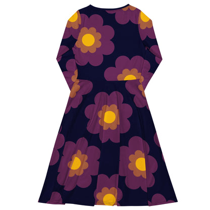 Midi Dress - FANCY BLOOM plum - Pretty Floral Print