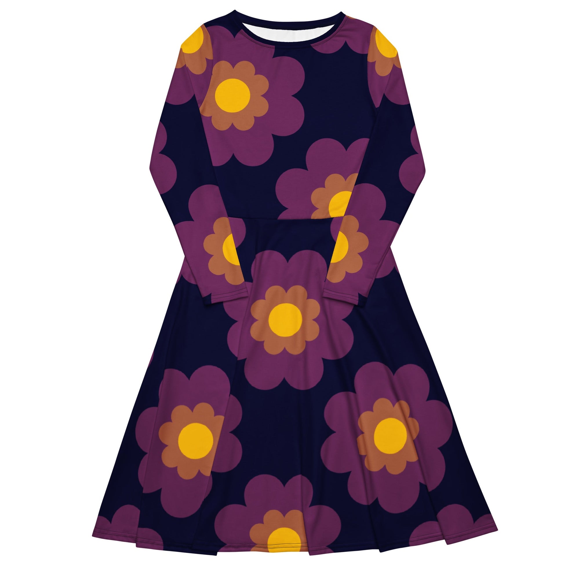 Midi Dress - FANCY BLOOM plum - Pretty Floral Print