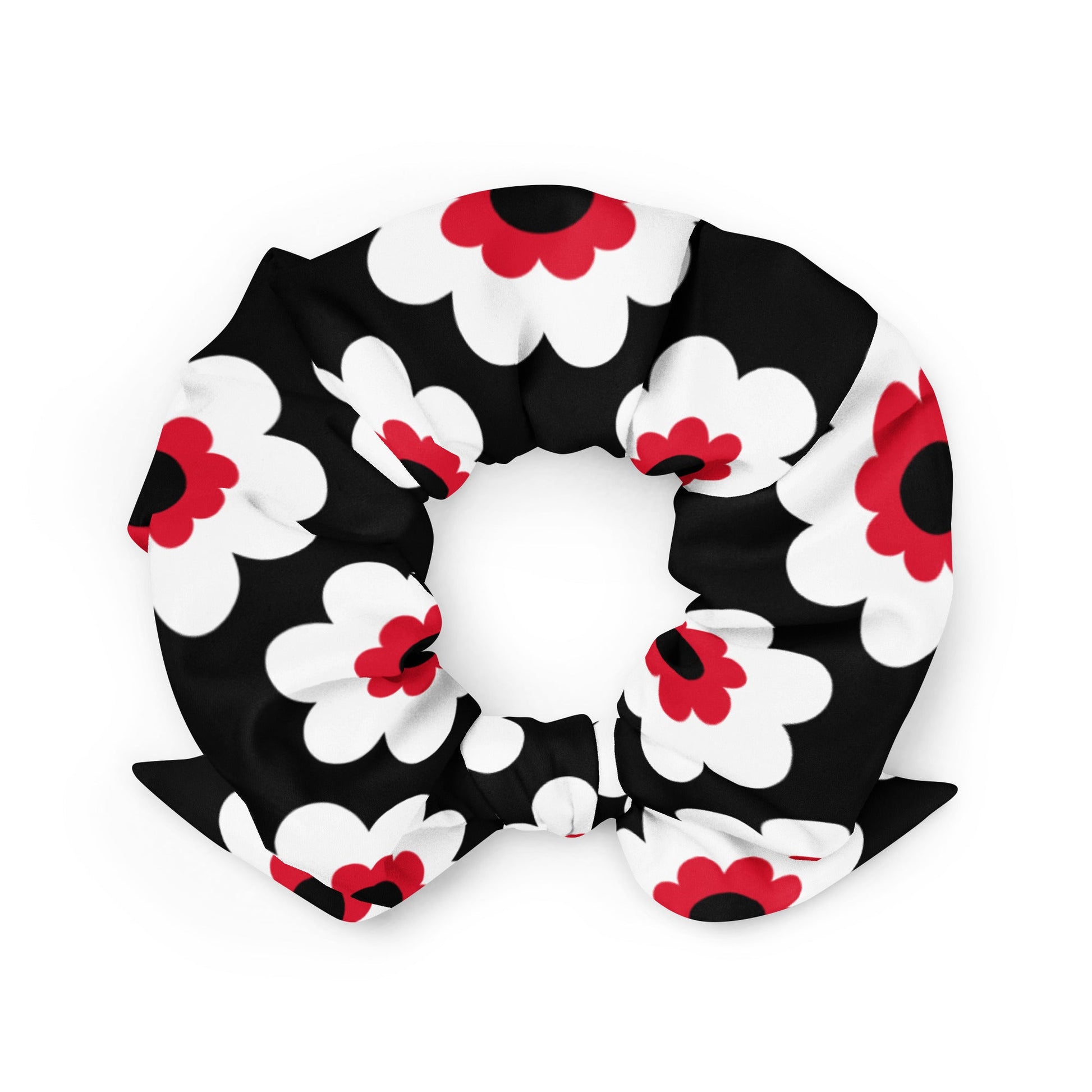 Scrunchie - FANCY BLOOM red black