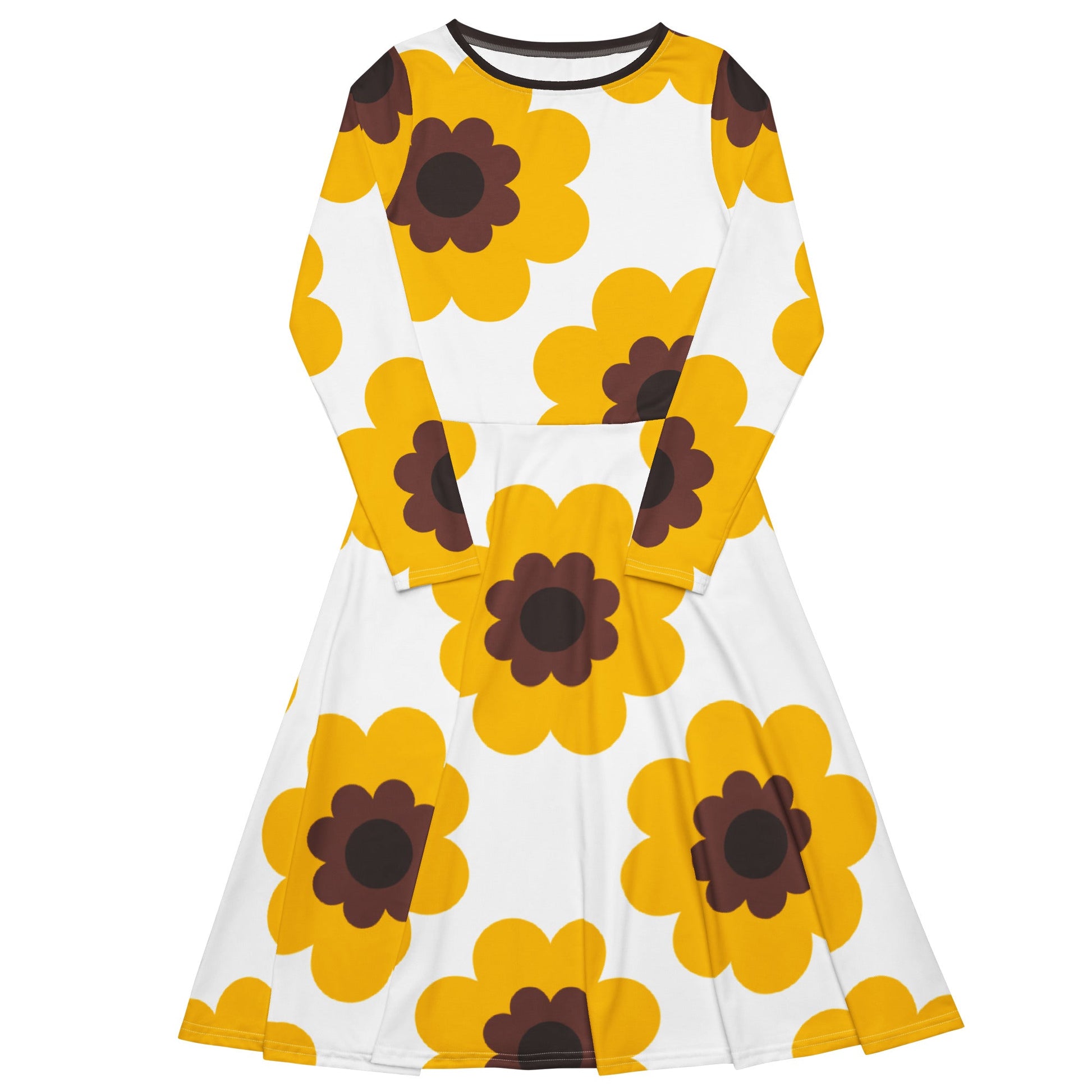 FANCY BLOOM yellow - Midi Dress With Pockets - SHALMIAK