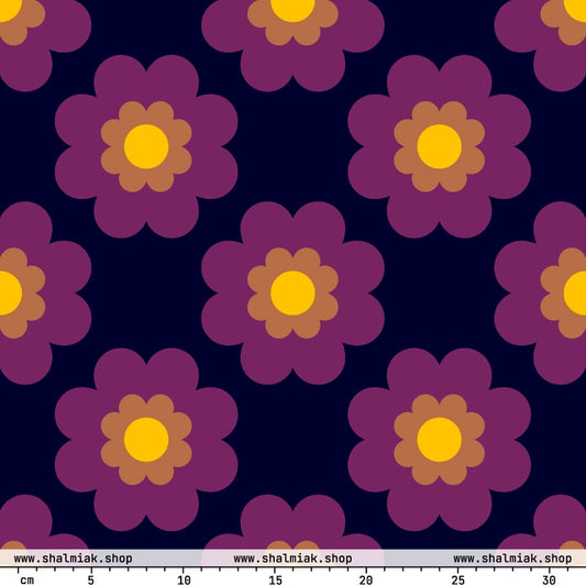 Fabric - FANCY BLOOM plum - Pretty Floral Print