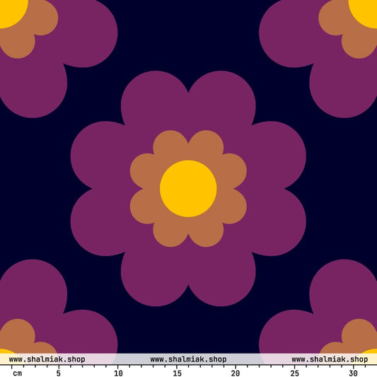 Fabric - FANCY BLOOM plum XL - Pretty floral print
