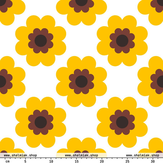 Fabric - FANCY BLOOM yellow - Pretty floral print