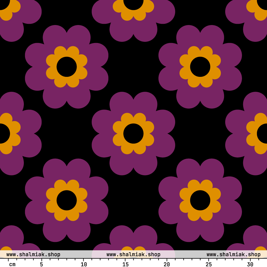 Fabric - FANCY BLOOM purple black