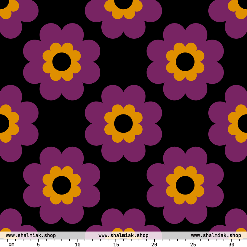Fabric - FANCY BLOOM purple black
